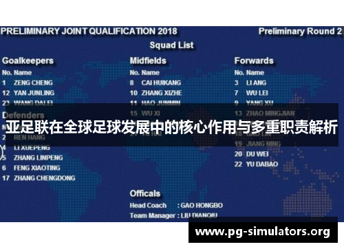 亚足联在全球足球发展中的核心作用与多重职责解析 亚足联在全球足球发展中的核心作用与多重职责解析